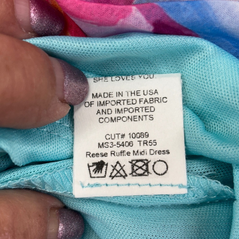 Show Me Your Mumu Floral Tiered Maxi Dress Pink‎ Blue Ruffle Smocked XS New - Picture 10 of 12